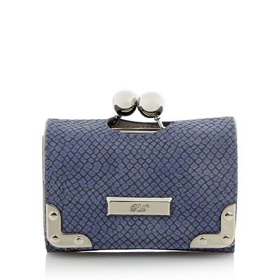 Blue snake medium clip frame purse